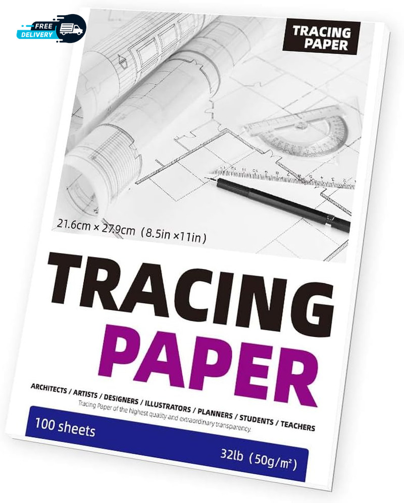 Tracing Paper Pad for Drawing 100 Sheets 8.5 X 11 Inch 50Gms Translucent