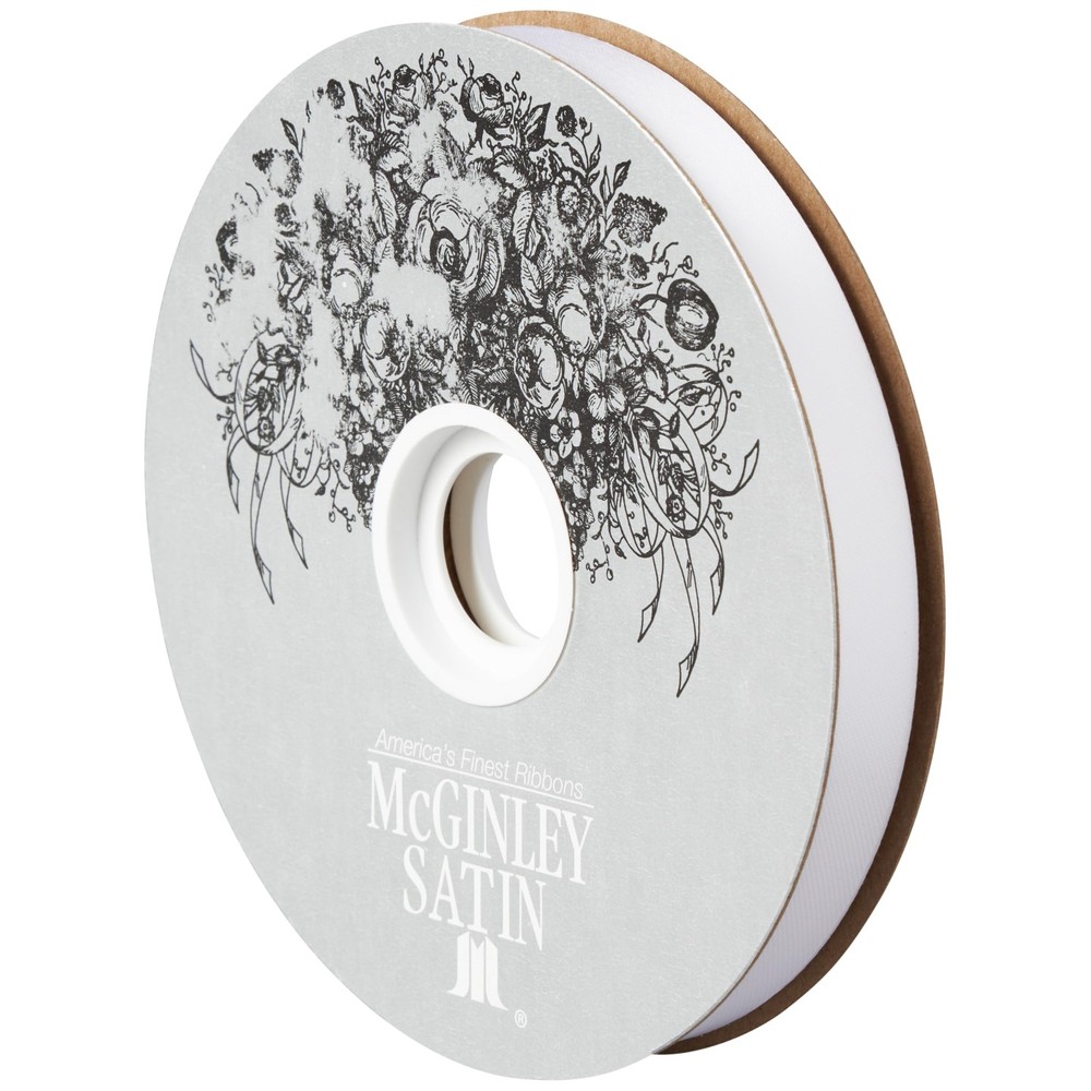 McGinley Mills 9/16″ W Acetate Satin Ribbon, White, 100 Yard Spool