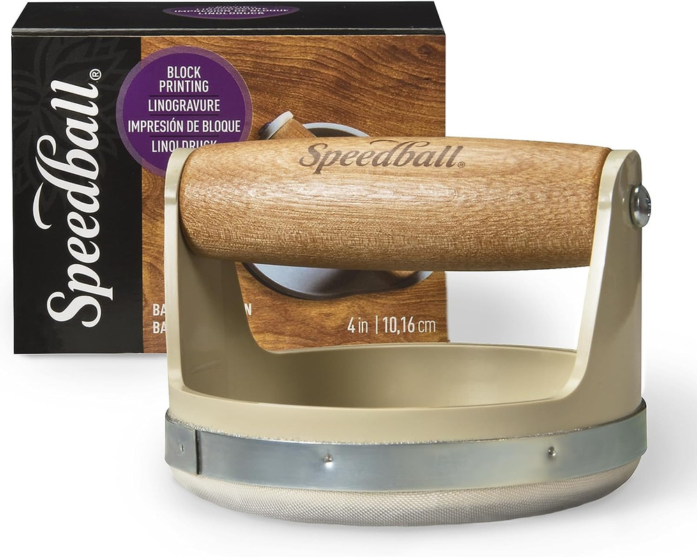 Block Printing Baren – Comfortable Wooden Handle, Made in the USA – 4 Inches (41