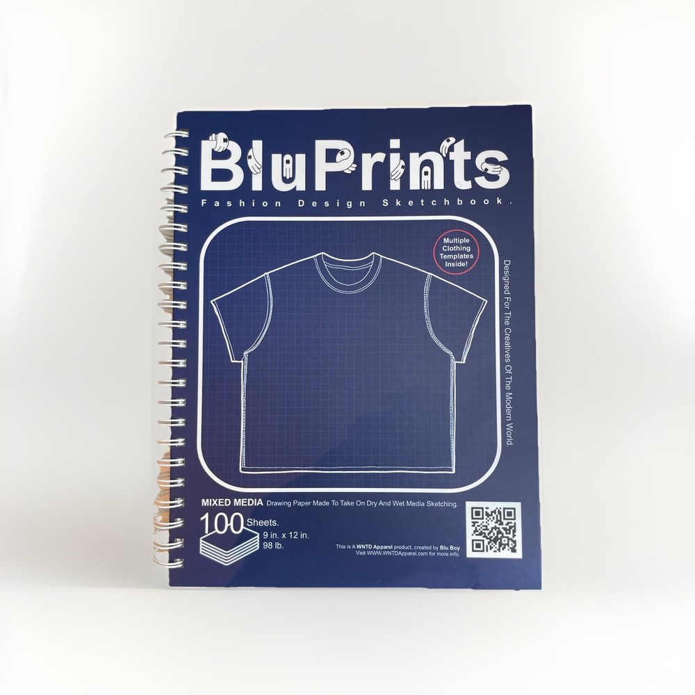 Physical Blu Prints Fashion Design Sketchbook by Artist Blu Boy for WNTD Apparel