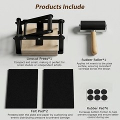 Linocut Printing Hand Lever Press Machine, A5 Linocut Press Machine, with Rubber