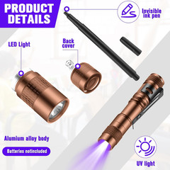 8 Pcs Black Light Markers Set 4 Invisible Ink Pen 4 Mini UV Flashlights Invisibl