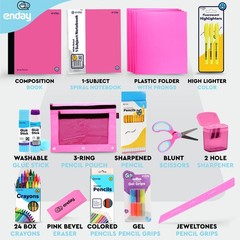 71 PCS Back To School Supplies Kids Pink Supply Box Grades K5 Premium Kit