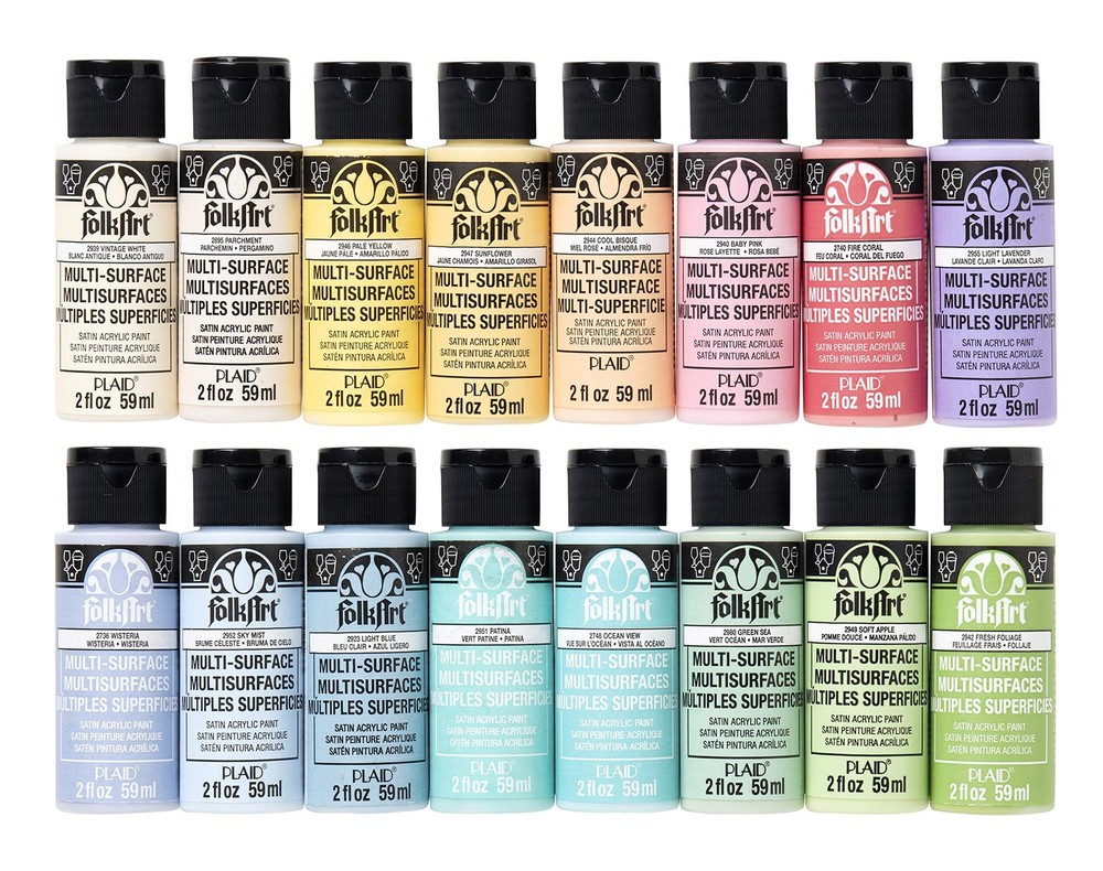 Multi Surface Acrylic Paint Set Pastel Color 2 oz Art Craft 16 Pack