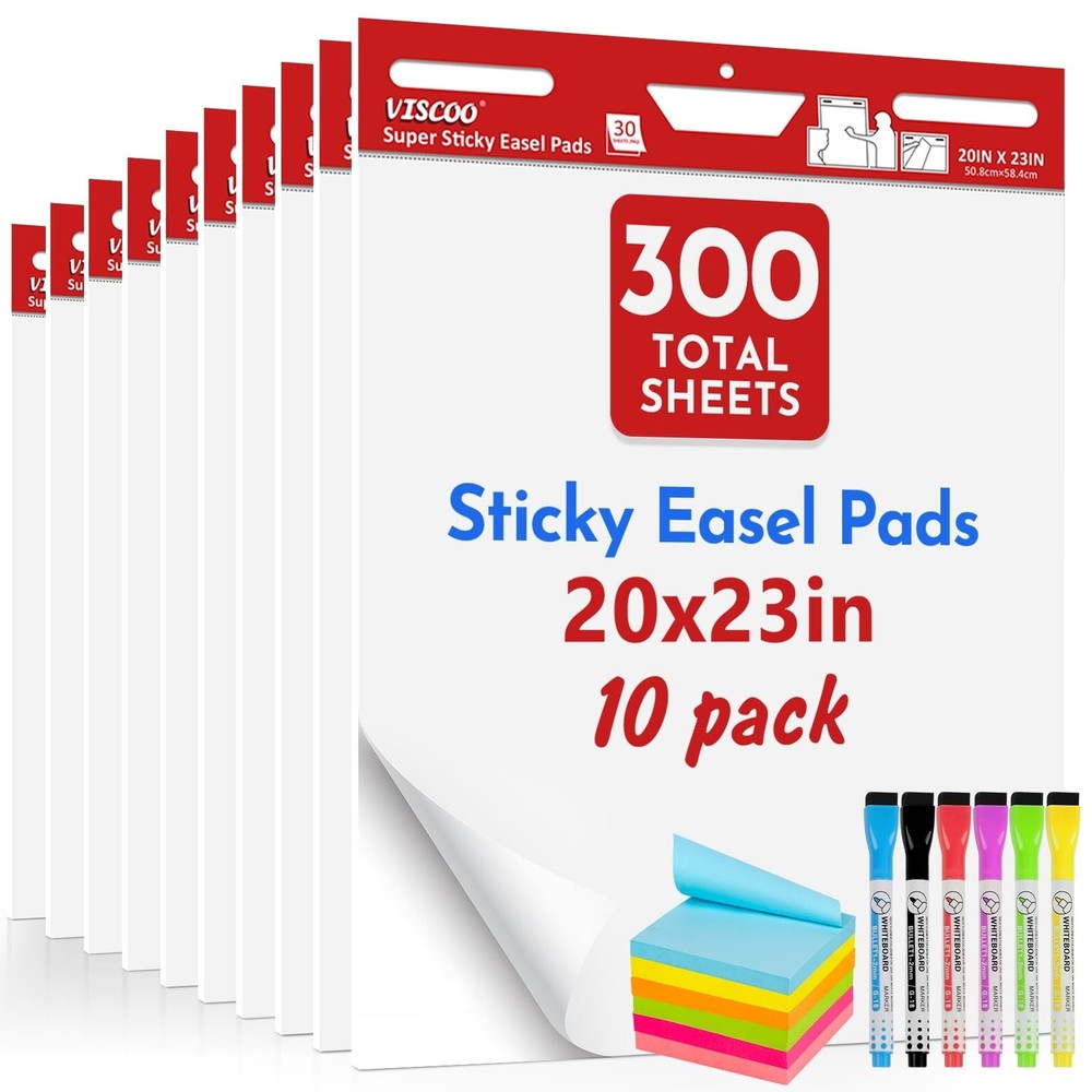 Thickened Sticky Easel Pad, 20 x 23 Inches Large Chart Paper for Teachers, Se…