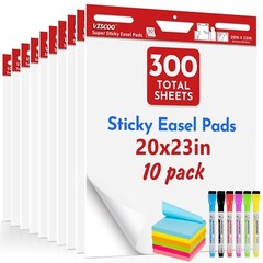Thickened Sticky Easel Pad, 20 x 23 Inches Large Chart Paper for Teachers, Se…
