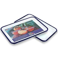 SABLUE 2 Pcs White Enamel Butcher Tray Palettes 7.5″ x 11″ Triple Coated Tray…