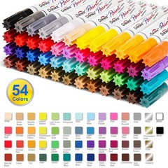 54 Colors Paint Pens, Oil Based Assorted Colors Permanent Markers – Medium Ti…