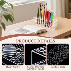 HESHUYU Acrylic Paint Brush Holder 105 Holes Clear Paintbrush Holder Organize…