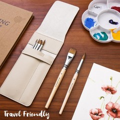 Sable Travel Watercolor Brushes, Fuumuui 6pcs Kolinsky Sable Watercolor Trave…
