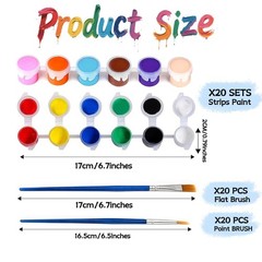 20 Pack Mini Acrylic Paint Set, 12 Colors 1 Count (Pack of 20), Multicolor