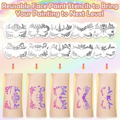 Face Painting Kit for Kids 69 Colors Washable Non-Toxic Glitter Stencils Brushes