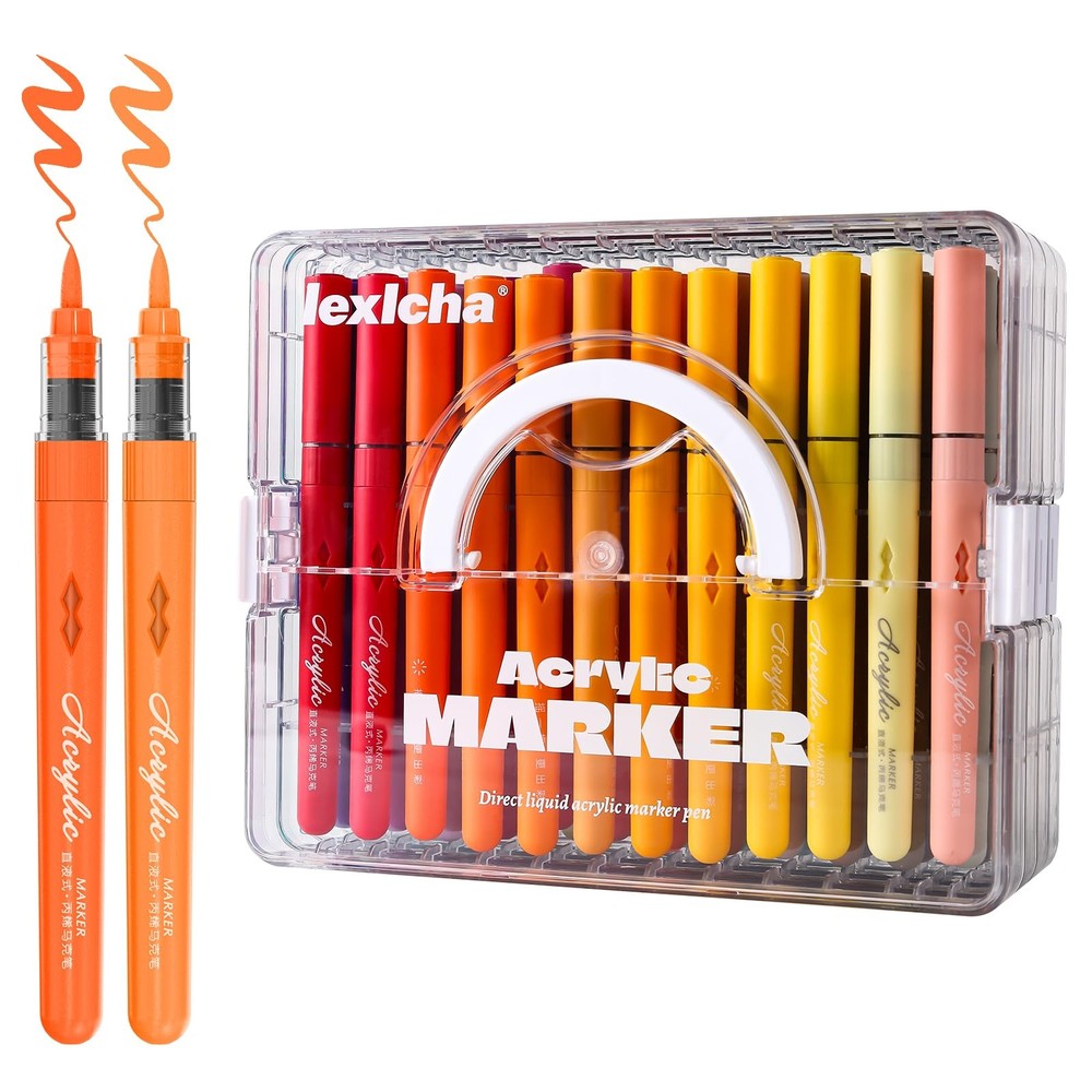 48 Colors Acrylic Markers Pens with Portable Storage Case, Paint Markers for …