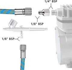 HUBEST 6ft Braided Airbrush Air Hose with 1/8 Inch to 1/4 Inch Adapter – Nylon B