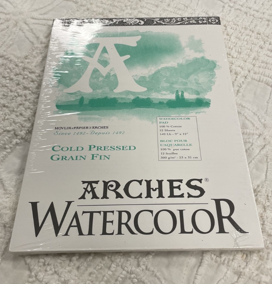 NOS Vintage Arches Watercolor Pad – 140lb Cold Pressed Paper – France