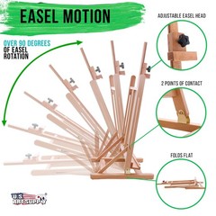 U.S. Art Supply Medium Tabletop Wooden H-Frame Studio Easel Adjustable Beechwood