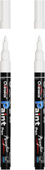 White Acrylic Paint Pens 2 Pack, 0.7mm Extra Fine Tip Permanent Markers, Water-B