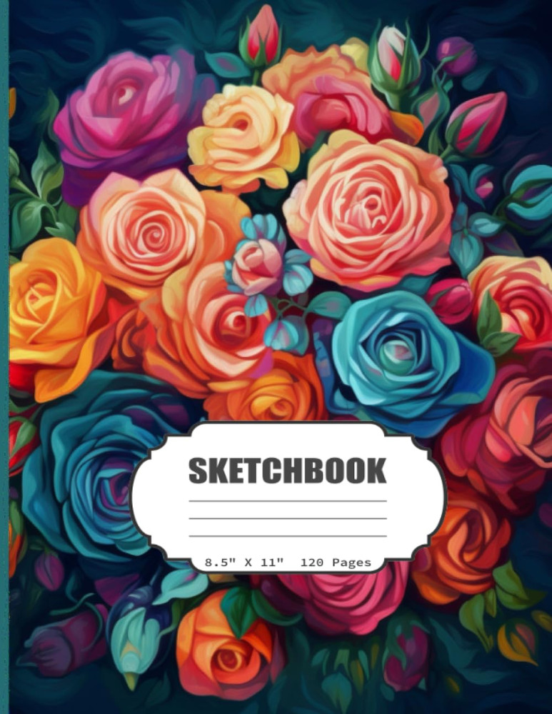 Sketchbook: Watercolor Roses Bouquet Blank Sketch for Kids, Adults, Artist Noteb