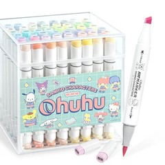 Sanrio x Ohuhu Marker Pens: Brush Type, Fine Tip, 80 Colors Pastel Marker Set