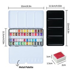 Metallic Watercolor Paint Set “ 48 Glitter Colors In A Metal Case With Palette F