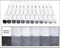 12 Colors Grayscale Art Marker Pen Double-Ended Sketch Markers Alcohol Based Ink