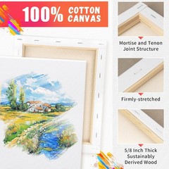 FIXSMITH Stretched Canvas for Painting 4 Pack, Pre-Primed Canvas Boards for Oil