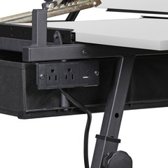 Adjustable Height Drafting Drawing Table Tiltable Tabletop Edge Stopper White