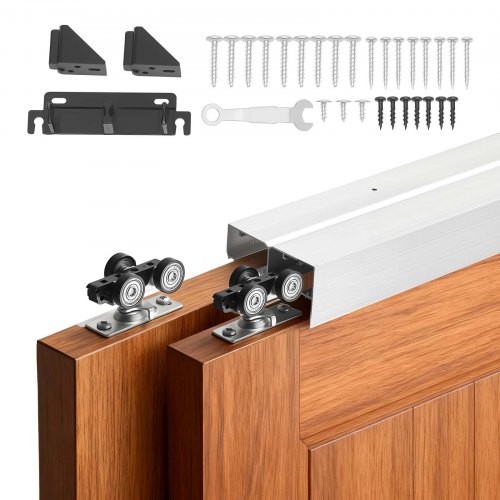 Bypass Sliding Door Hardware Kit, 4 ft Aluminum Alloy Dual-Track Bypass Door…