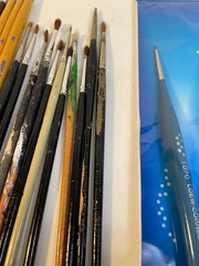 Artist Paint Brushes Lot Of 22 ~ White Bristle ~ Red Sable ~ Craftint, Loew
