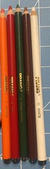 5 Prang Colored Pencils Thick Core Orange, Red, Brown & White, Dark Green