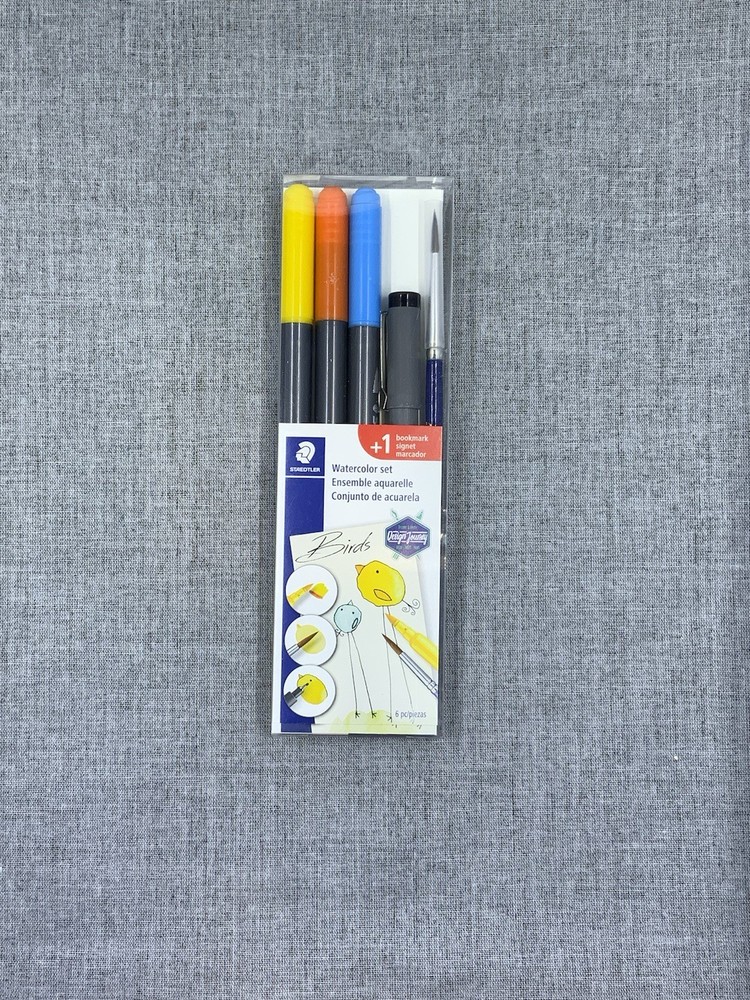 Staedler Brush Pens Easy Watercolour Set Design Journey Birds Black