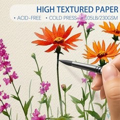 100 PCS 5×7 Inch Watercolor Paper 105LB/230GSM Cold Press Heavyweight