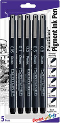 Arts Pointliner Drawing Pen, 5-Pack, Assorted Sizes, Black (S20PBP5A)
