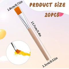 20 Pack Flat Paint Brushes, Art Paint Brushes with Short Wooden Handles,