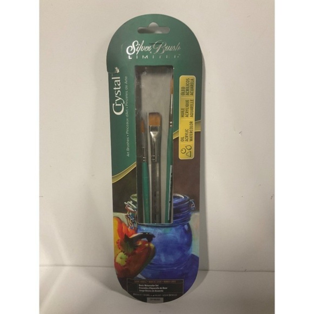 Silver brush limited crystal oil acrylic watercolor brushes 3pc