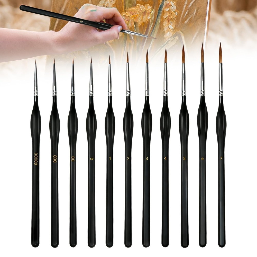 11Pcs Detailing Paint Brushes Set Fine Tip Micro Brush Triangular Handles