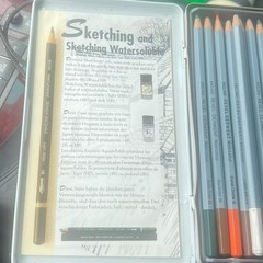 Vtg Rexel Derwent Watercolour Pencils 13 Set Tin Made in England Art Pro drawing