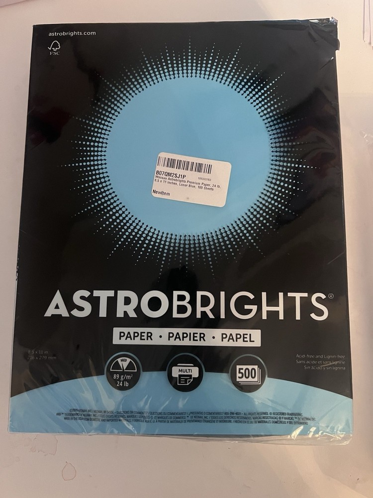 Astrobrights Colored Paper 24lb 11 x 17 Lunar Blue 500 Sheets/Ream Blue New