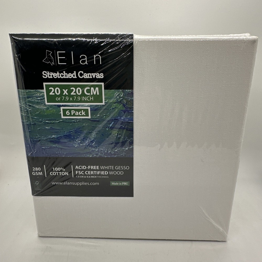 6 Pack Of Stretched Canvases 60x60cm 7.9” Square White 100% Cotton Art Crafts