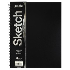 UCreate Poly Cover Sketch Book, Heavyweight, 9″ x 12″, Black, 12″ x 9″, Black