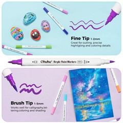 72 Colors Acrylic Paint Markers Dual Tips – Brush & Fine Pens for DIY Crafts, Ro