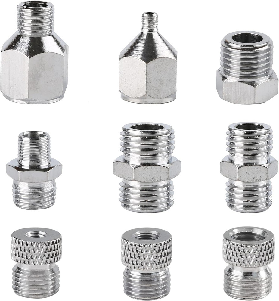 9Pcs Airbrush Adapter Set Fitting Connector Kit for Compressor and Hose Setup