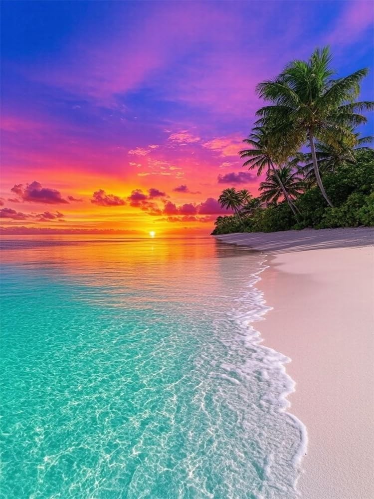 Beach Scenery Diamond Art Kits for Adults,5D Diamond Painting Kits for Beginners