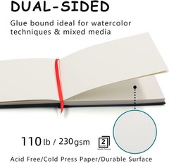 Watercolor Pad 2 Pack 5.5×8.5″ 76 Sheets Total 110 lb Acid-Free Paper