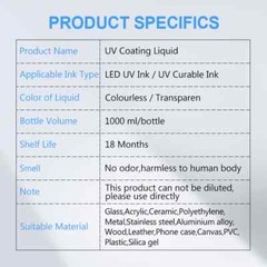 1000ML No Odor UV Coating For Glass Wood Metal Crystal Leather Ceramic PVC