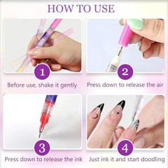 12 Colors Nail Art Marker Pens Set, Nail Markers for Nail Art, Suitable for