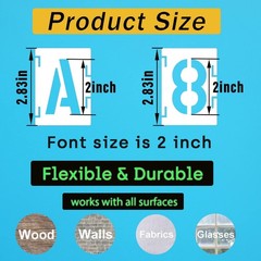 DZXCYZ 2 Inch Letter Stencils Numbers Craft Stencils, 42 Pcs Reusable 2