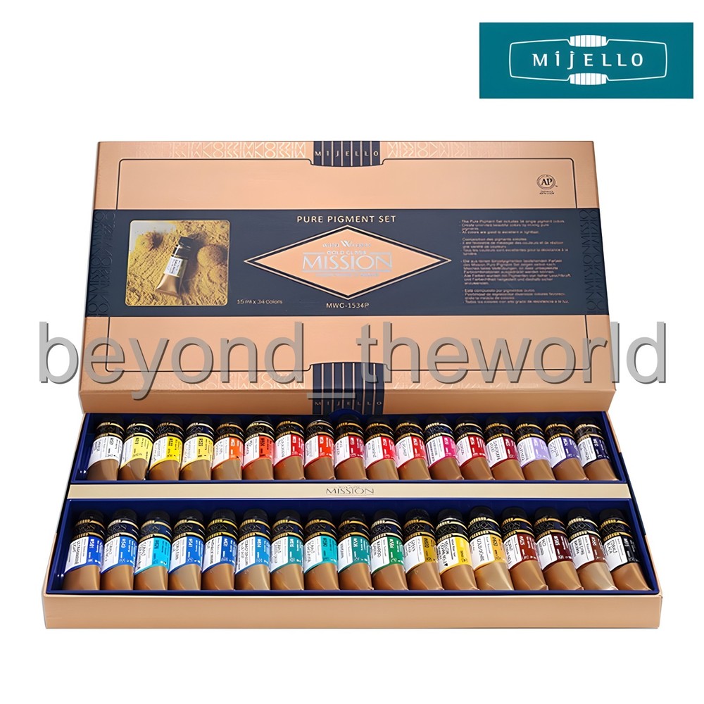 Mijello MWC-1534P Mission Gold Class Pure Pigment Set 15ml x 34 Colors