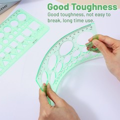 Elegaperma 2 pcs Circle Template for Drawing, 7.87 X 3.94 X 0.01 IN, Green