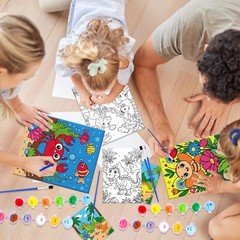 4 Pack Paint by Numbers for Kids Ages 4-8 8-12, Pre-Drawn Canvas Painting Kit…